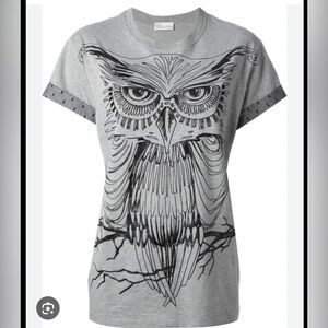 Valentino Gray Owl Print T-Shirt large